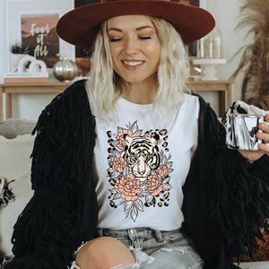 Leopard Rose T-shirt - White